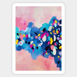 Modern Pink Abstract Painting 2, Colorful Contemporary Painting Sticker